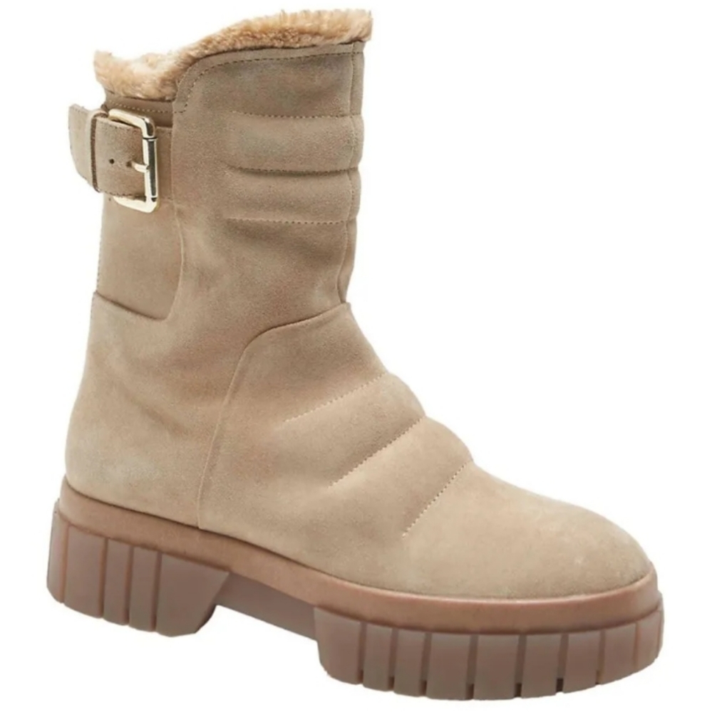 Free People Feble Faux Fur Sand-Suede Boots Size 10 M